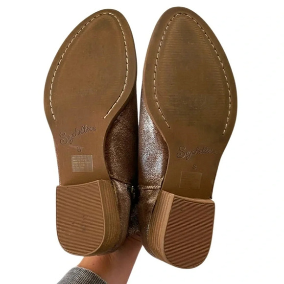 RARE Seychelles Snare Fur-lined Cozy Metallic Shimmer Bootie, Tan, Brown, Silver - Picture 9 of 12